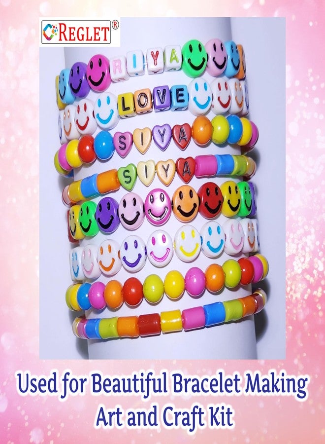 REGLET 1000 Alphabet Beads Kit (3 Types) + 130 Emoji (2 Types) - DIY Beading Set, Letter Beads for Bracelet Making Set, Acrylic Multicolour, Bead Craft, Smiley, Jewellery Making Kit, Beadwork - Image 4